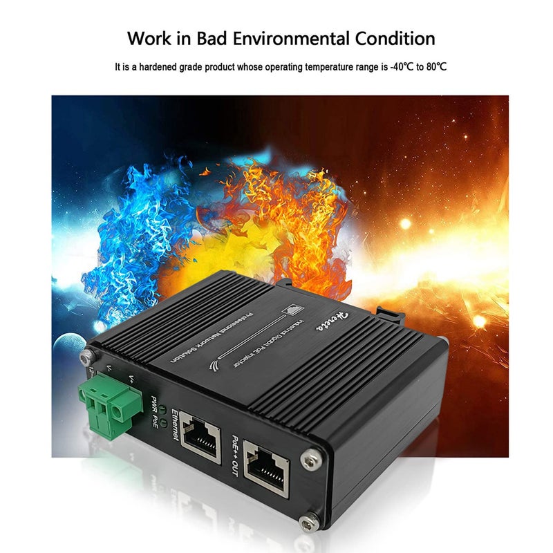 Hereta Hardened Industrial Gigabit PoE++ Injector 12-48VDC Input with DIN-Rail and Wall Mount Connecting The IEEE 802.3 bt PoE Device (95W) - Image 3
